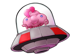 Size: 1150x877 | Tagged: safe, artist:mrw32, pinkie pie, alien, earth pony, pony, crossover, mars people, martian, metal slug, solo, ufo, wat