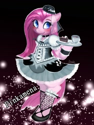 Size: 1377x1836 | Tagged: safe, artist:doubt, pinkie pie, earth pony, pony, clothes, dress, maid, pinkamena diane pie, solo