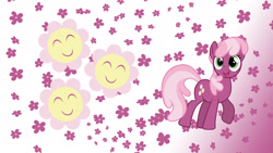 Size: 1920x1080 | Tagged: safe, artist:templarhappy, derpibooru import, cheerilee, cutie mark, flower, open mouth, vector, wallpaper