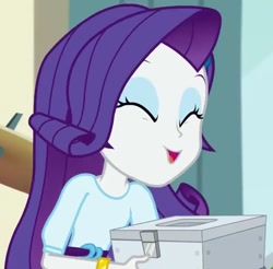 Size: 731x720 | Tagged: safe, screencap, rarity, dance magic, equestria girls, spoiler:eqg specials, awoo, box, cropped, cute, eyes closed, rarara, raribetes, solo