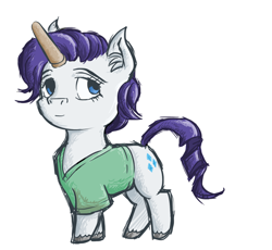 Size: 1280x1179 | Tagged: safe, artist:dreamingnoctis, elusive, rarity, pony, unicorn, ask asylum twilight, chibi, cute, elusweet, horn cap, magic suppression, rule 63, rule63betes, simple background, solo, transparent background