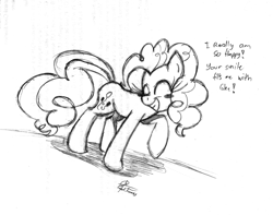 Size: 2360x1864 | Tagged: safe, artist:leadhooves, pinkie pie, earth pony, pony, monochrome, smile song, solo