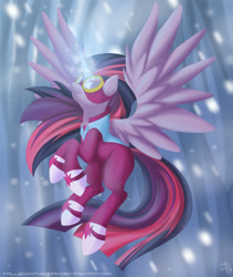 Size: 1690x2000 | Tagged: safe, artist:falleninthedark, derpibooru import, masked matter-horn, twilight sparkle, twilight sparkle (alicorn), alicorn, pony, power ponies (episode), clothes, costume, female, goggles, mare, power ponies, solo