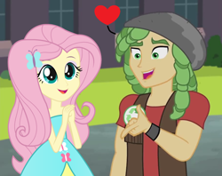 Size: 910x720 | Tagged: safe, artist:themexicanpunisher, fluttershy, sandalwood, all's fair in love and friendship games, equestria girls, base used, fall formal outfits, female, heart, humanized, male, sandalshy, shipping, story in the comments, straight