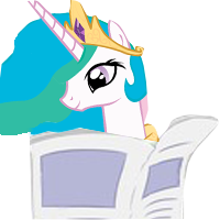 Size: 200x200 | Tagged: safe, princess celestia, alicorn, pony, female, mare, newspaper, simple background, solo, transparent background