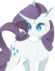 Size: 500x648 | Tagged: safe, artist:clayterran, rarity, pony, unicorn, curved horn, female, mare, simple background, solo, white background