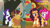 Size: 1277x718 | Tagged: safe, screencap, coriander cumin, pinkie pie, rarity, saffron masala, pony, unicorn, spice up your life, discovery family logo, kurta, the tasty treat