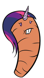 Size: 269x476 | Tagged: safe, artist:lupo-lycanth, derpibooru import, twilight sparkle, bucktooth, carrot, wat