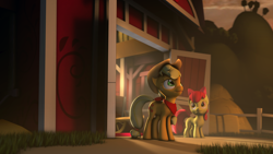 Size: 1920x1080 | Tagged: safe, artist:indexpony, apple bloom, applejack, earth pony, pony, 3d, source filmmaker