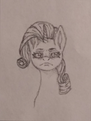 Size: 2448x3264 | Tagged: safe, rarity, pony, unicorn, solo, traditional art, unhappy