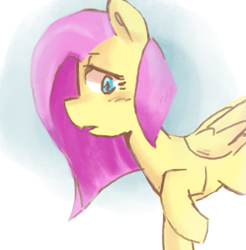 Size: 695x706 | Tagged: safe, fluttershy, pegasus, pony, concerned, open mouth, raised hoof, solo