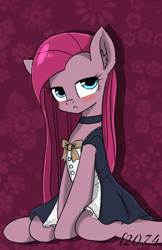 Size: 1024x1580 | Tagged: safe, artist:2074, pinkie pie, earth pony, pony, clothes, dress, pinkamena diane pie, solo