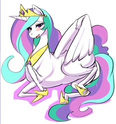 Size: 738x793 | Tagged: safe, artist:samochiku, princess celestia, alicorn, pony, female, hoers, simple background, solo, white background