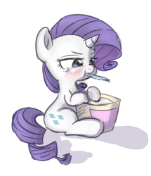 Size: 1550x1800 | Tagged: safe, artist:tcn1205, rarity, pony, unicorn, comfort eating, crying, eating, female, filly, filly rarity, food, ice cream, simple background, solo, white background, younger