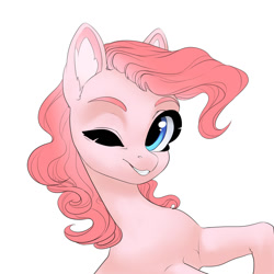 Size: 1024x1024 | Tagged: safe, artist:aphphphphp, pinkie pie, earth pony, pony, simple background, solo, white background, wink