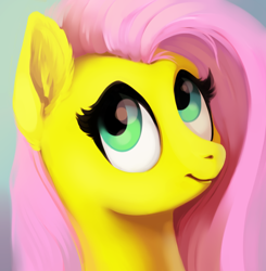 Size: 548x560 | Tagged: safe, artist:28gooddays, fluttershy, pegasus, pony, bust, portrait, smiling, solo