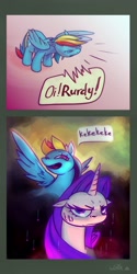 Size: 1300x2600 | Tagged: safe, artist:incmyk, derpibooru import, rainbow dash, rarity, pegasus, pony, unicorn, angry, annoying, comic, duo, female, laughing, mare, onomatopoeia, rarity is not amused, speech, speech bubble, thermometer, trolling, unamused, vein, vein bulge, yelling