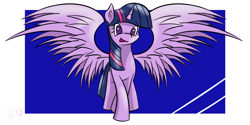 Size: 3000x1500 | Tagged: safe, derpibooru import, twilight sparkle, twilight sparkle (alicorn), alicorn, pony, cute, female, looking at you, mare, open mouth, smiling, solo, spread wings