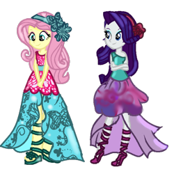 Size: 600x600 | Tagged: safe, artist:pastel-pony-artist, fluttershy, rarity, equestria girls, legend of everfree, crystal gala