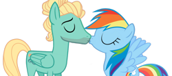 Size: 1024x453 | Tagged: safe, artist:purplewonderpower, derpibooru import, rainbow dash, zephyr breeze, pegasus, pony, eyes closed, female, kissing, male, shipping, simple background, spread wings, straight, transparent background, wings, zephdash