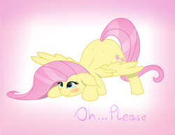 Size: 1318x1024 | Tagged: safe, artist:dybekscoots, fluttershy, pegasus, pony, bend over, blushing, cute, face down ass up, female, shyabetes, smiling, solo