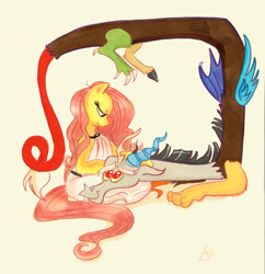 Size: 796x824 | Tagged: safe, artist:praysforaprankster, discord, fluttershy, pegasus, pony, daenerys targaryen, discoshy, female, game of thrones, harsher in hindsight, male, shipping, straight