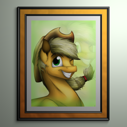 Size: 1024x1024 | Tagged: safe, artist:lupiarts, applejack, earth pony, pony, bust, portrait, solo