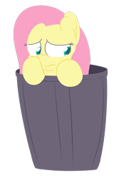 Size: 1280x1835 | Tagged: safe, artist:mr-degration, fluttershy, pegasus, pony, simple background, solo, transparent background, trash can