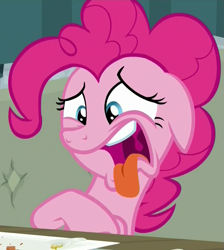 Size: 789x882 | Tagged: safe, screencap, pinkie pie, pony, spice up your life, disgusted, food, reaction image, solo