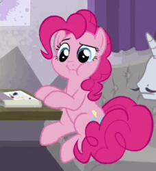 Size: 295x323 | Tagged: safe, screencap, pinkie pie, pony, spice up your life, :i, animated, chewing, cute, diapinkes, eating, loop, solo