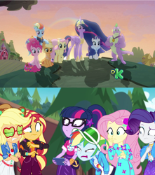 Size: 1272x1440 | Tagged: safe, edit, screencap, applejack, fluttershy, pinkie pie, princess twilight 2.0, rainbow dash, rarity, sci-twi, spike, sunset shimmer, twilight sparkle, twilight sparkle (alicorn), alicorn, dragon, pony, better together, equestria girls, the last problem, discovery kids, drama, mane seven, mane six, older, older applejack, older fluttershy, older mane seven, older mane six, older pinkie pie, older rainbow dash, older rarity, older spike, older twilight, op is a cuck, op is trying to start shit, op isn't even trying anymore, series finale drama, shitposting, wat, winged spike