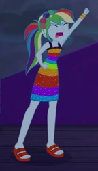 Size: 717x1241 | Tagged: safe, derpibooru import, screencap, rainbow dash, better together, equestria girls, spring breakdown, angry, bitch, determination, determined, eyes closed, feet, female, rainbow douche, sandals, screaming, sleeveless, yelling