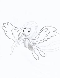 Size: 1700x2200 | Tagged: safe, artist:luno, fluttershy, pegasus, pony, drawing, flying, solo