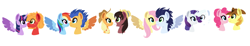 Size: 1796x330 | Tagged: safe, artist:xxgalaxyfallsxx, derpibooru import, applejack, big macintosh, braeburn, double diamond, flash sentry, fluttershy, pinkie pie, rainbow dash, rarity, soarin', trouble shoes, twilight sparkle, twilight sparkle (alicorn), alicorn, earth pony, pegasus, pony, unicorn, braepie, diamond duo, female, flashdash, male, shipping, simple background, soarinshy, straight, troublejack, twimac, white background