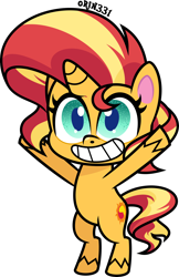 Size: 2594x4000 | Tagged: safe, artist:orin331, derpibooru exclusive, sunset shimmer, pony, my little pony: pony life, absurd resolution, bipedal, cute, g4 to g4.5, hooves in air, pony life accurate, shimmerbetes, simple background, standing, transparent background