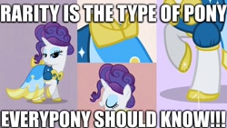 Size: 1280x720 | Tagged: safe, edit, edited screencap, editor:useraccount, screencap, rarity, pony, unicorn, sweet and elite, becoming popular, image macro, meme, song reference