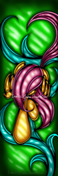 Size: 400x1208 | Tagged: safe, artist:empressofsakura, fluttershy, pegasus, pony, double watermark, stained glass, watermark