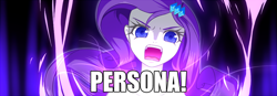 Size: 1000x346 | Tagged: safe, artist:hashioaryut, edit, editor:thebar, rarity, equestria girls, angry, female, image macro, meme, persona, screaming, solo, text