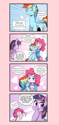 Size: 2826x5933 | Tagged: safe, artist:caibaoreturn, derpibooru import, editor:str1ker878, pinkie pie, rainbow dash, twilight sparkle, twilight sparkle (alicorn), alicorn, earth pony, pegasus, pony, comic:pony washing instructions, equestria girls, comic, fourth wall, plushie