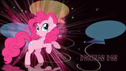 Size: 1920x1080 | Tagged: safe, artist:jennieoo, artist:leonbrony, derpibooru import, pinkie pie, earth pony, pony, alternate hairstyle, cutie mark, ponytails, vector, wallpaper