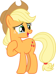 Size: 2722x3582 | Tagged: safe, artist:porygon2z, applejack, earth pony, pony, make new friends but keep discord, crying, open mouth, simple background, solo, transparent background, vector