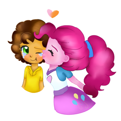 Size: 710x710 | Tagged: safe, artist:ari090, cheese sandwich, pinkie pie, equestria girls, cheesepie, crying, equestria girls-ified, female, humanized, kissing, male, ponytail, shipping, straight