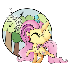 Size: 6379x5776 | Tagged: safe, artist:cutepencilcase, fluttershy, bird, pegasus, pony, absurd resolution, singing, solo