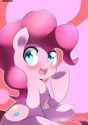 Size: 2000x2858 | Tagged: safe, artist:papibabidi, pinkie pie, earth pony, pony, blushing, cute, diapinkes, female, mare, open mouth, sitting, solo