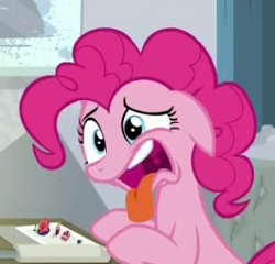 Size: 310x298 | Tagged: safe, screencap, pinkie pie, earth pony, pony, spice up your life, cute, diapinkes, disgusted, female, floppy ears, mare, open mouth, tongue out