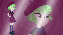 Size: 3840x2160 | Tagged: safe, artist:perplexedpegasus, derpibooru import, drama letter, watermelody, equestria girls, background human, beret, clothes, crystal prep academy uniform, hat, school uniform, wallpaper, zoom layer