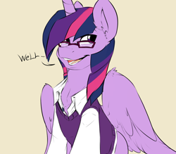 Size: 1280x1120 | Tagged: safe, artist:rainbowscreen, derpibooru import, dusk shine, prince dusk, twilight sparkle, twilight sparkle (alicorn), alicorn, ask the gaylord, clothes, glasses, rule 63, vest