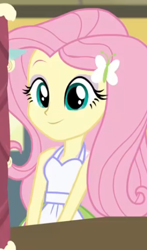 Size: 312x530 | Tagged: safe, screencap, fluttershy, equestria girls, friendship games, apron, clothes, cropped, cute, shyabetes, solo