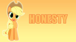 Size: 1920x1080 | Tagged: safe, artist:kevinerino, derpibooru import, edit, part of a set, applejack, earth pony, pony, gradient background, one word, solo, wallpaper, wallpaper edit