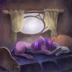 Size: 800x800 | Tagged: safe, artist:ilanta, derpibooru import, twilight sparkle, bed, sleeping, solo